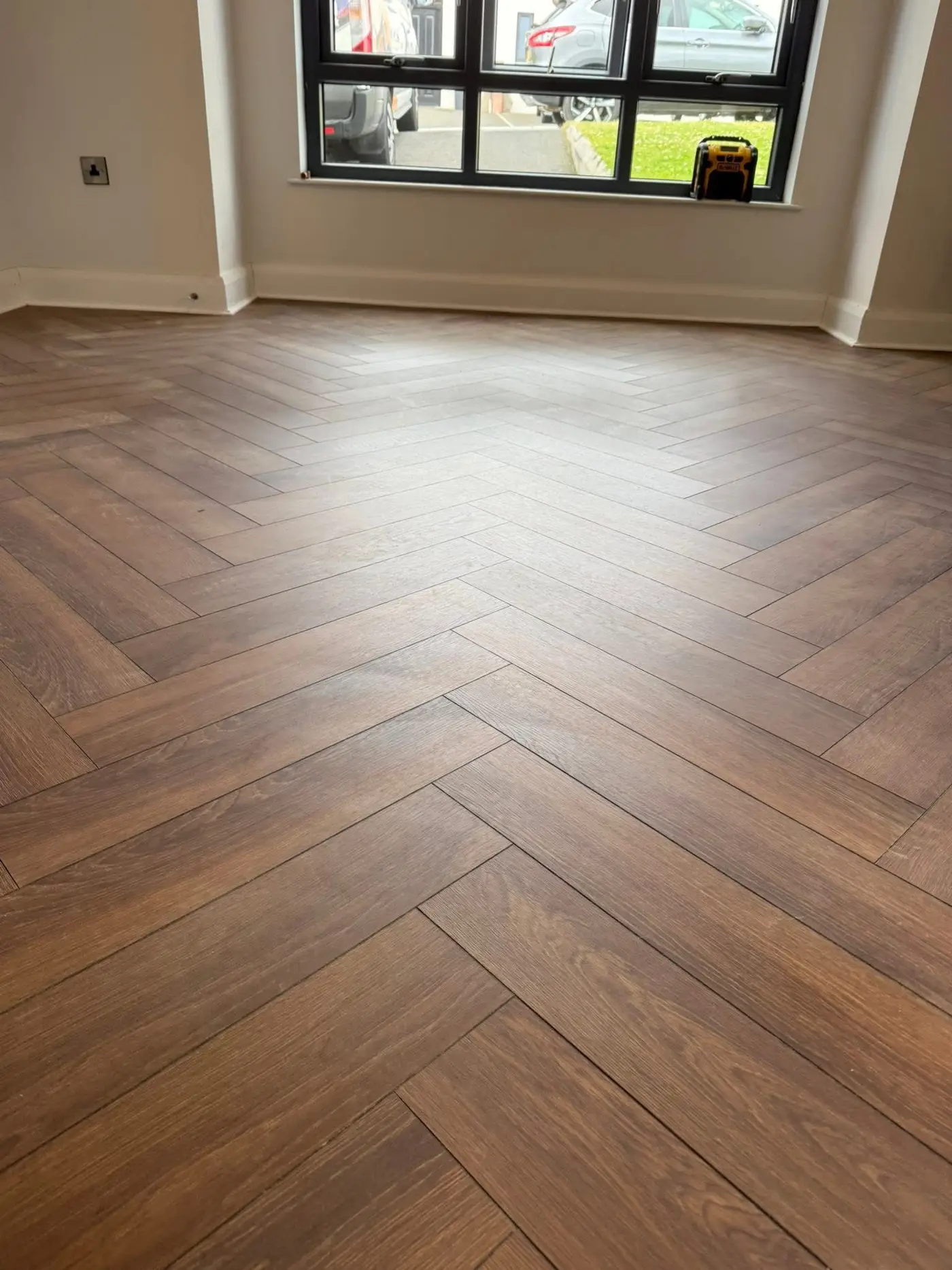 Stylish modern kitchen with durable laminate flooring finish