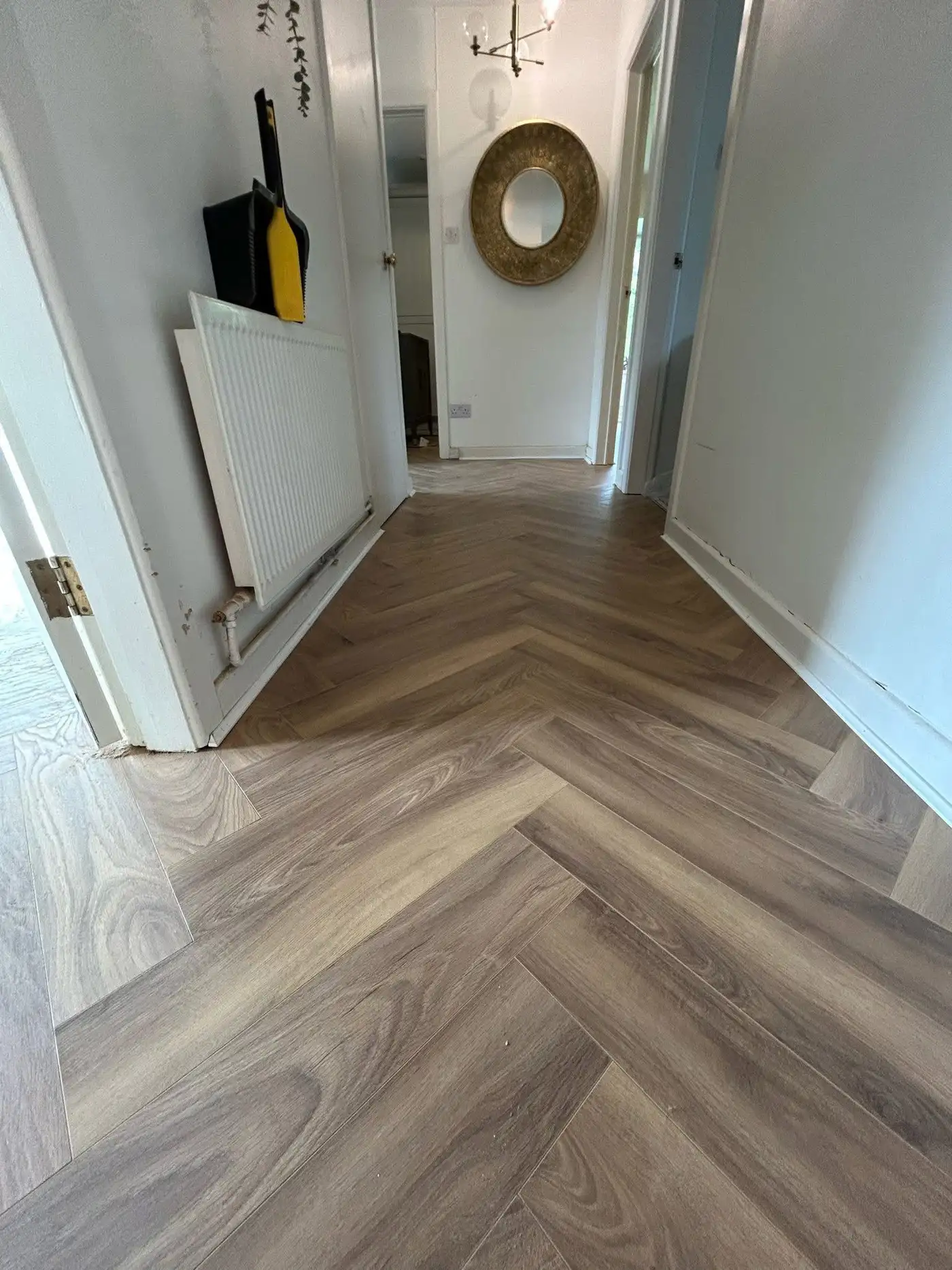 Close-up of modern laminate flooring installation in Northern Ireland home